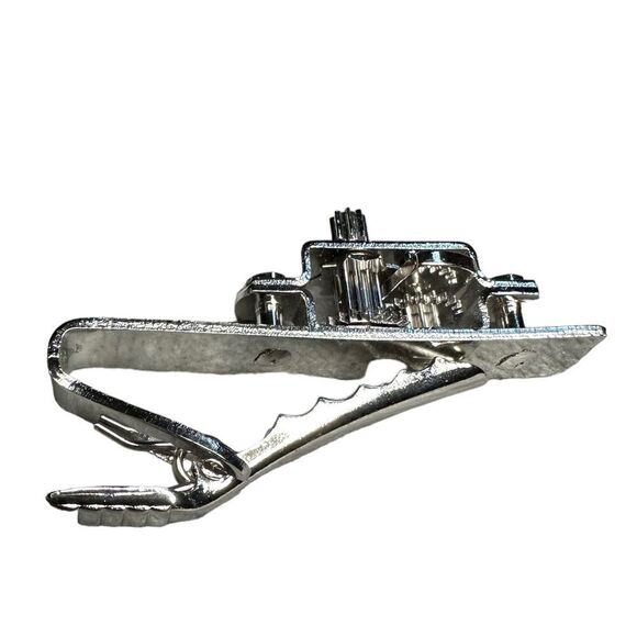 Vintage stainless clock work mechanical  tie clip, tie bar - Picture 6 of 9